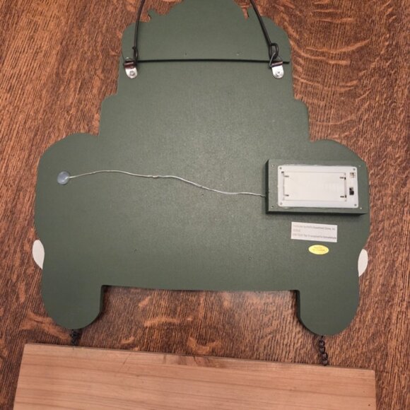 Green Truck W/ Working Headlights Hello Fall Harvest Wooden and Metal Wall Decor - Picture 8 of 13